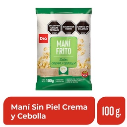 Maní Salado Sin Piel Sabor Crema & Cebolla Dia 100 gr.