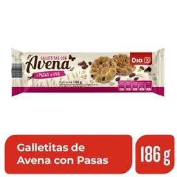 Galletitas Avena y Pasas de Uva Dia 186 gr.