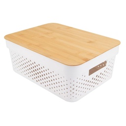 Caja con Tapa de Madera   Blanca 11l