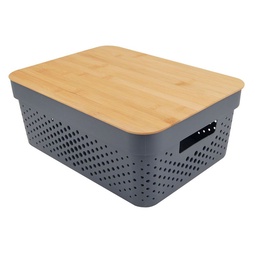 Caja con Tapa de Madera Mainstay Gris 11l