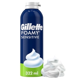 Espuma de Afeitar Gillette Foamy Sensitive Ideal para Piel Sensible, 322 ml