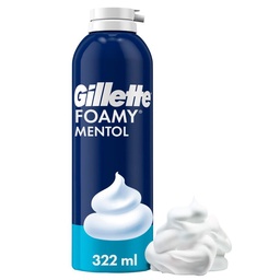 Espuma de Afeitar Gillette Foamy Mentol, Refrescante, 322 ml