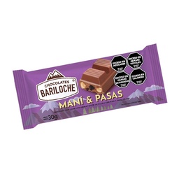 Choco Tab Mani y Pasas Bariloche 30gr