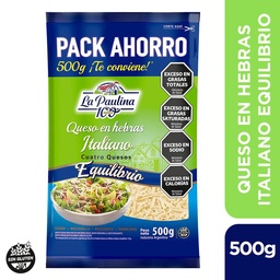 Queso en Hebras La Paulina Italiano Equilibrio 4 Quesos 500g