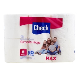 Papel Higienico Check Hoja Simple 80m 6u