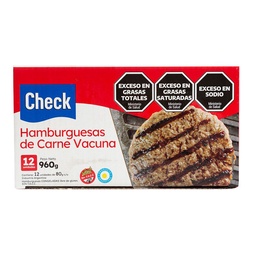 Hamburguesas de Carne Vacuna Check  960 g 12 u