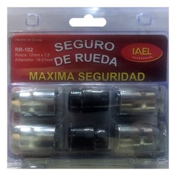 Juego Seguro de Rueda Iael Cromado 4 Tuercas C/ 2 Adaptadores