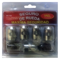 Juego Seguro de Rueda Iael Cromado 5 Tuercas C/ 2 Adaptadores