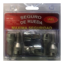 Juego Seguro de Rueda Iael Cromado 4 Bulones C/ 2 Adaptadores