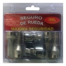 Juego Seguro de Rueda Iael Cromado 4 Bulones C/ 2 Adaptadores