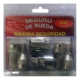 Juego Seguro de Rueda Cromado Iael 4 Bulones C/ 2 Adaptadores