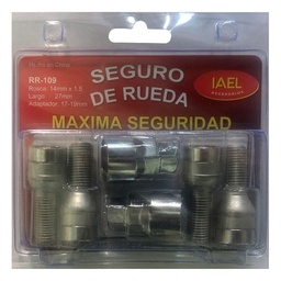 Juego Seguro de Rueda Iael Cromado 4 Bulones C/ 2 Adaptadores