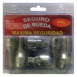 Juego Seguro de Rueda Iael Cromado 4 Bulones C/ 2 Adaptadores