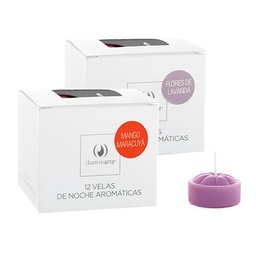 Pack de 12 Velas de Noche Aromaticas Flores de Lavanda