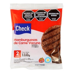 Hamburguesas de Carne Vacuna Check 110 g 2 u