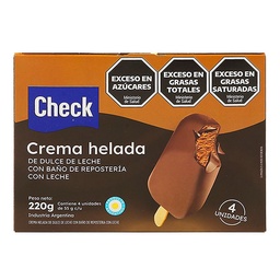 Helado Check Palito Crema Helada de Dulce de Leche Bañado en Chocolate  220 g 4u