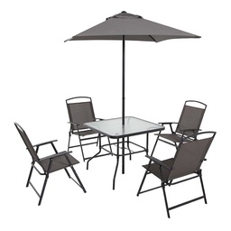 Set Comedor Gris 6 Piezas con Sombrilla