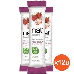 Combo Nat  Barras de Cereales Sabor Frutilla y Yogur x 25 g x 12 un