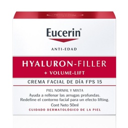 Crema de Día Eucerin Hyaluron-filler + Volume-lift para Piel Normal A Mixta Fps 15 x 50 ml