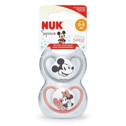 Set Chupete Nuk Mickey Mouse T1 Rojo/gris x 2 un