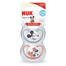 Set Chupete Nuk Mickey Mouse T2 Rojo/gris x 2 un