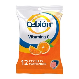 Pastillas Masticables Cebión Vitamina C Naranja x 12 un