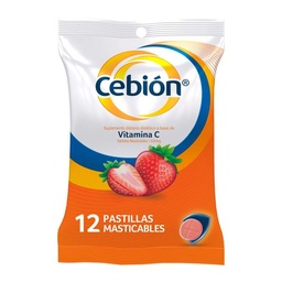 Pastillas Masticables  Cebión Vitamina C Frutilla x 12 un