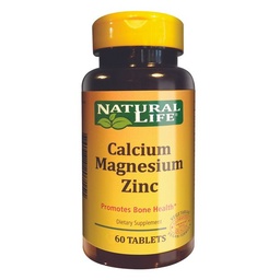 Comprimidos Calcio, Magnesio, Zinc Natural Life x 60 un