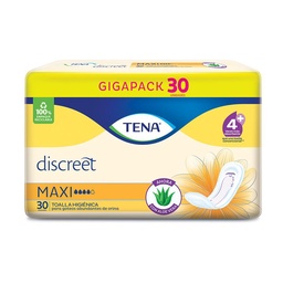 Toalla Tena Discreet Incontinencia Maxi Aloe x 30 un