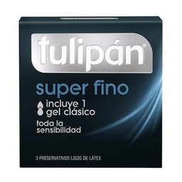 Preservativo de Látex Tulipán Lubricados Súper Finos x 3 un