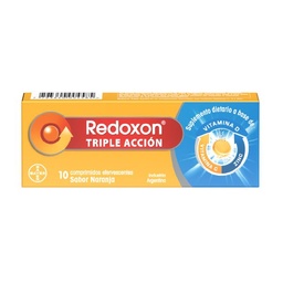 Suplemento Dietario Redoxon Triple Acción A Base de Vitamina C, D y Zinc x 10 Comprimidos Efervescentes