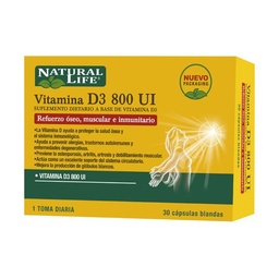 Suplemento Dietario Natural Life Vitamina D3 800 Ui x 30 Cap