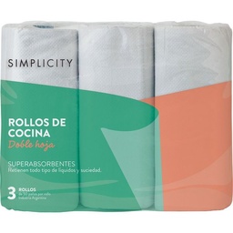 Rollos de Cocina Simplicity Doble Hoja x 3 u