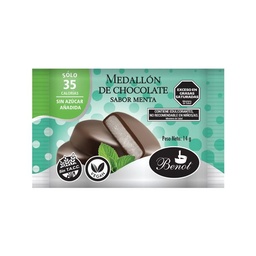 Medallón Benot de Chocolate Dietéticos Sabor Menta  x 14 g