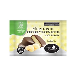 Medallón Benot de Chocolate Dietéticos Sabor Banana x 14 g