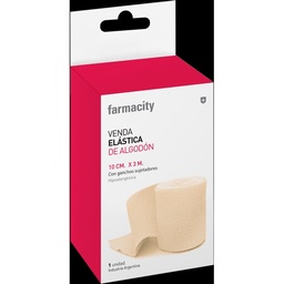 Venda Elástica Farmacity con Ganchos Sujetadores x 10cm x 3 m Venda Elástica Farmacity con Ganchos Sujetadores x 10cm x 3 m