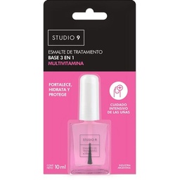 Esmalte Tratamiento para Uñas Multivitamina Studio 9 Base 3 en 1 x 10 ml Esmalte Tratamiento para Uñas Multivitamina Studio 9 Base 3 en 1 x 10 ml