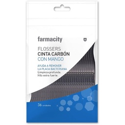 Flossers Farmacity Cinta Carbón con Mango x 36 un