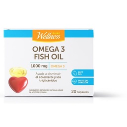 Suplemento Dietario Pure Wellness Omega3 Fish Oil x 1000 g x 20 Cápsulas Blandas Suplemento Dietario Pure Wellness Omega3 Fish Oil x 1000 g x 20 Cápsulas Blandas