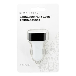 Cargador de Auto Triple Usb 12V/24v Simplicity-color Sujeto A Disponibilidad