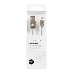Cable Usb Simplicity Metalizado Plateado Ligthning Cable Usb Simplicity Metalizado Plateado Ligthning