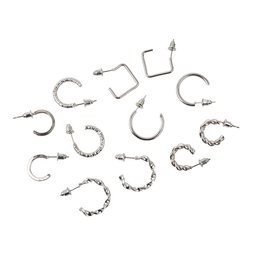 Set de Aros Wav  Mini Argollas Plateadas x 6 un Set de Aros Wav  Mini Argollas Plateadas x 6 un