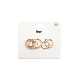 Set de Anillos Wav Básicos Dorados Alianza y Twist x 6 un Set de Anillos Wav Básicos Dorados Alianza y Twist x 6 un