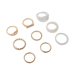 Set de Anillos Wav Dorados y Piedra Blanca x 9 un Set de Anillos Wav Dorados y Piedra Blanca x 9 un