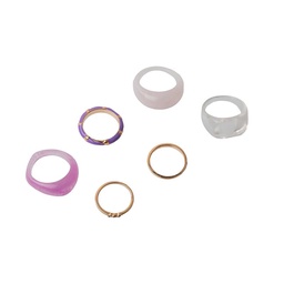 Set de Anillos Wav Lila y Dorados Y2k x 6 un Set de Anillos Wav Lila y Dorados Y2k x 6 un
