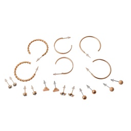 Set de Aros Wav Mini Argollas y Pasantes Dorados x 9 un Set de Aros Wav Mini Argollas y Pasantes Dorados x 9 un