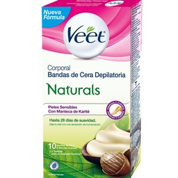 Bandas Depilatorias Veet Naturals Corporal Piel Seca x 10 un