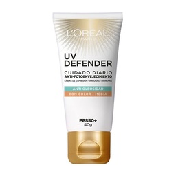 Protector Solar L'oréal Paris Anti Brillo con Color Medio Fps50 Uv Defender x 40 g