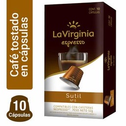 Café Tostato Sutil en Capsulas Expresso La Virginia 10 un 52 gr