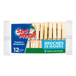 Broches de Madera Sed Metal x 12 un.